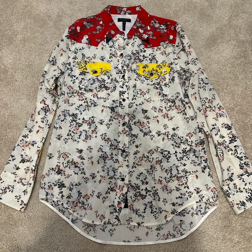 Rag and Bone Jasper Floral Shirt Western Medium NWT - Picture 3 of 3